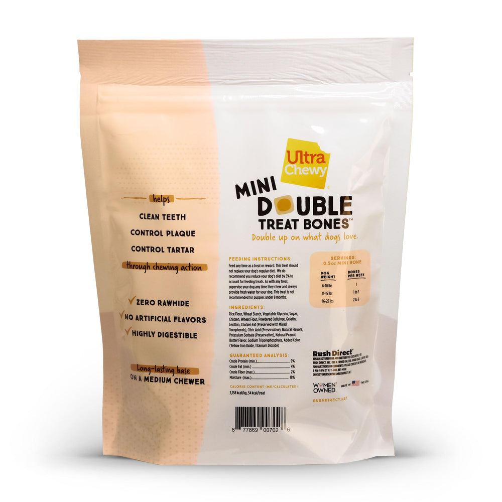 Ultra Chewy Mini Double Treat Bones long-lasting design for tough chewers