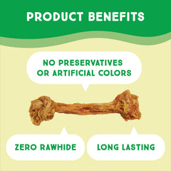 Ultra Chewy turkey tendon knotted bone dog chew in use, ideal training reward