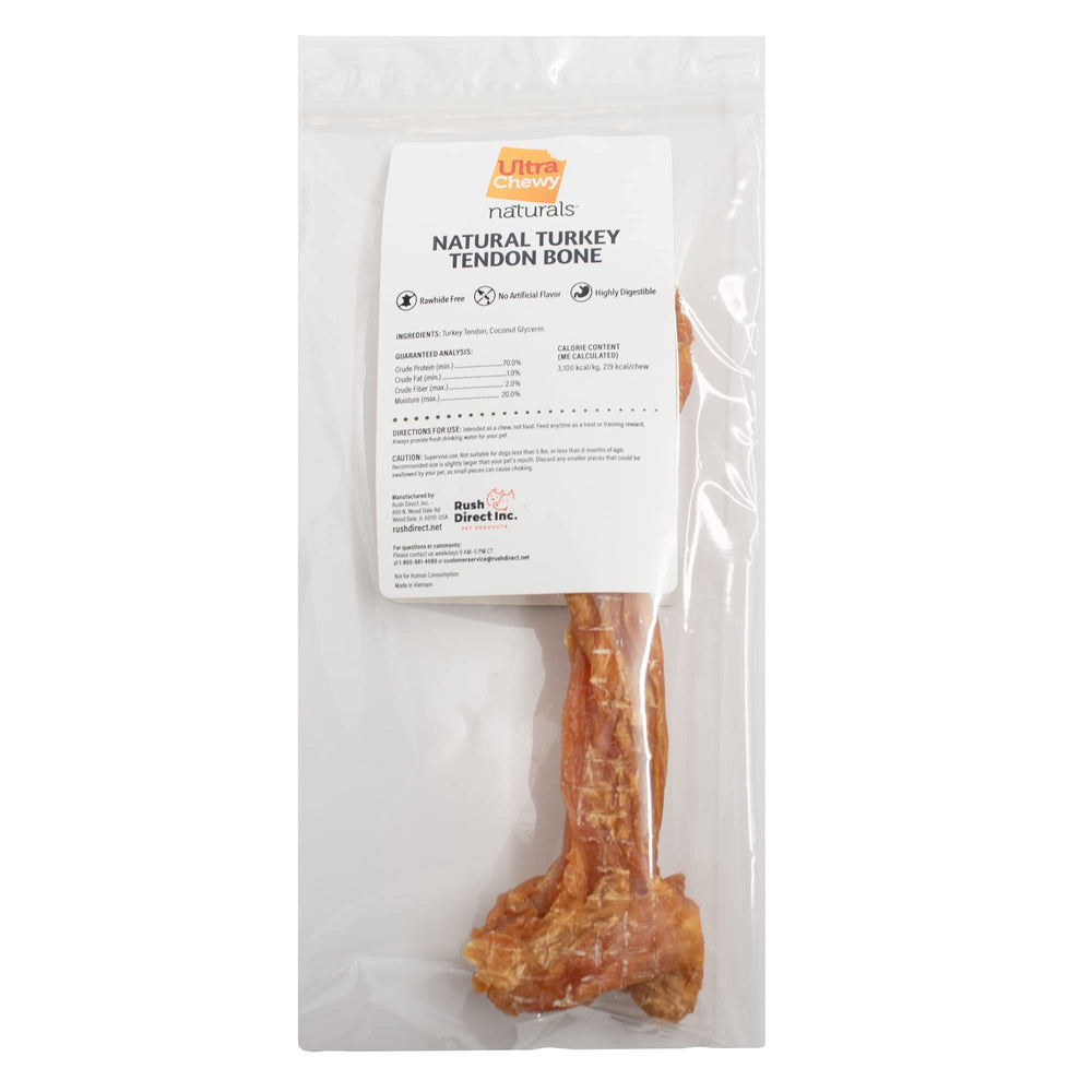 Ultra Chewy turkey tendon knotted bone USA-sourced label, trusted single-ingredient chew
