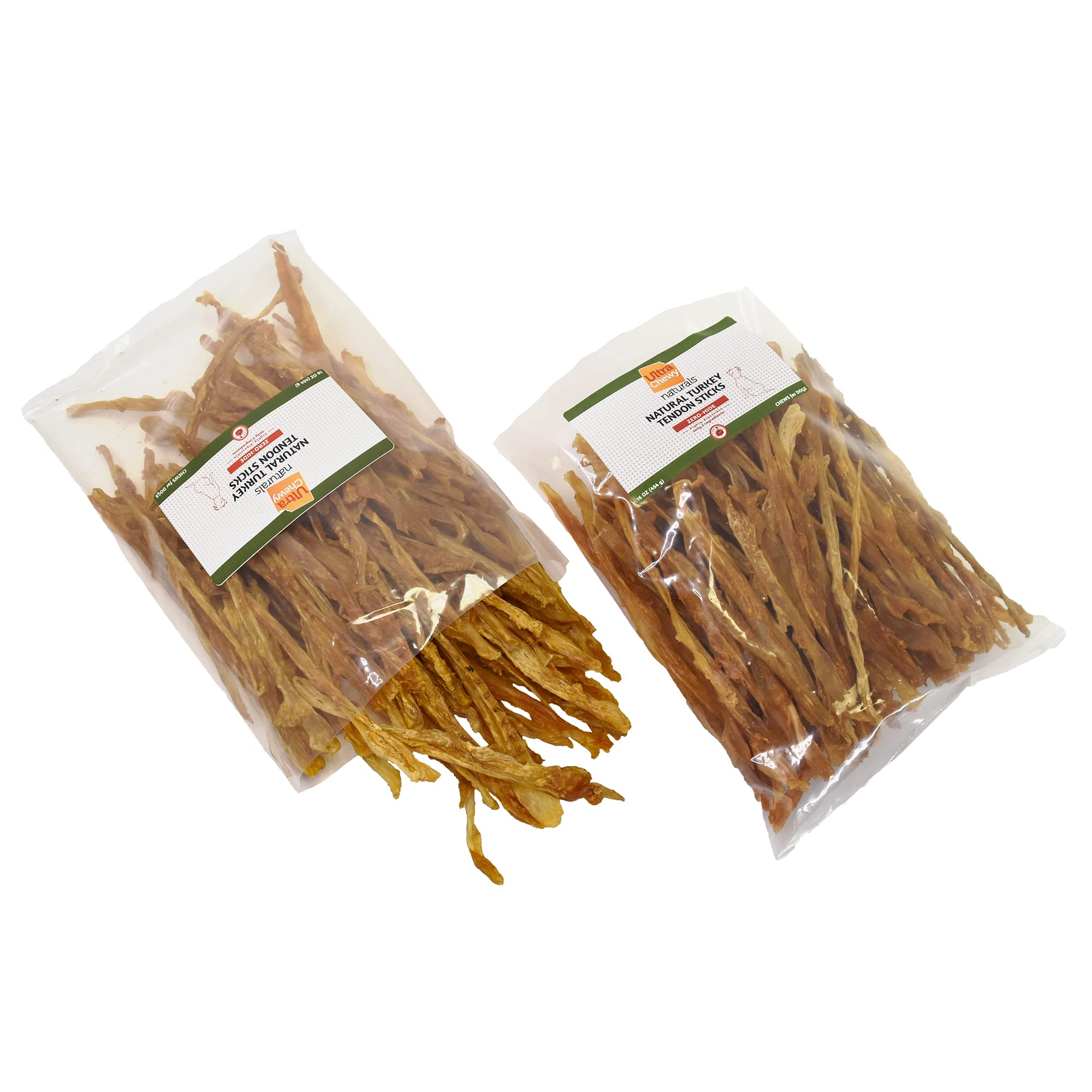 Ultra Chewy turkey tendon sticks showcasing USA-sourced ingredients