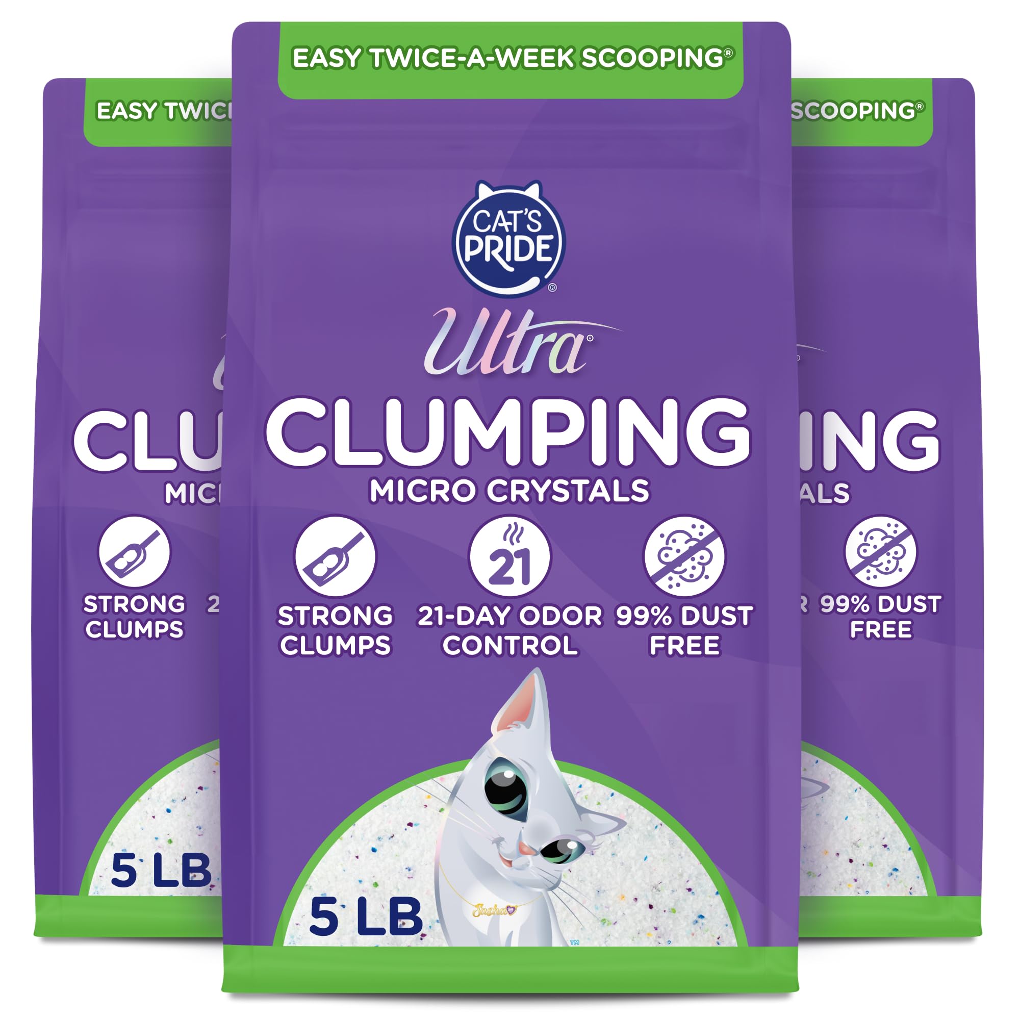 ULTRA packaging of Ultra Clumping Micro Crystals litter, compact and easy to store.
