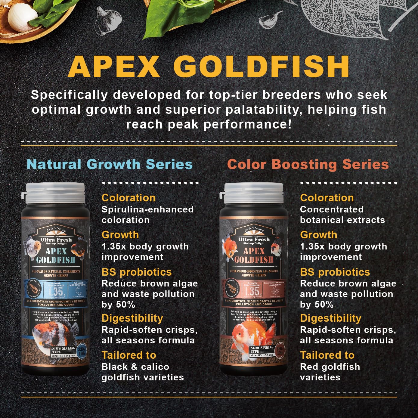 Ultra Fresh Apex color-boosted goldfish showing vibrant hues