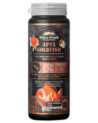 Ultra Fresh Apex packaging displays 4.23 oz premium all-natural goldfish food