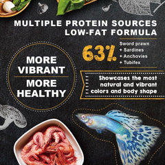 Ultra Fresh Apex Guppy Food all natural protein supports healthy growth.
