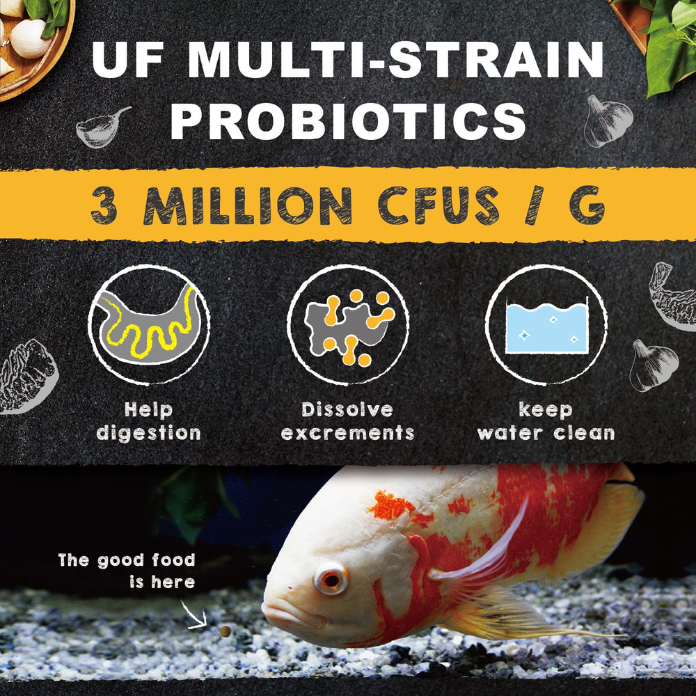 Ultra Fresh probiotic pellet supports digestion and cleaner tank water.