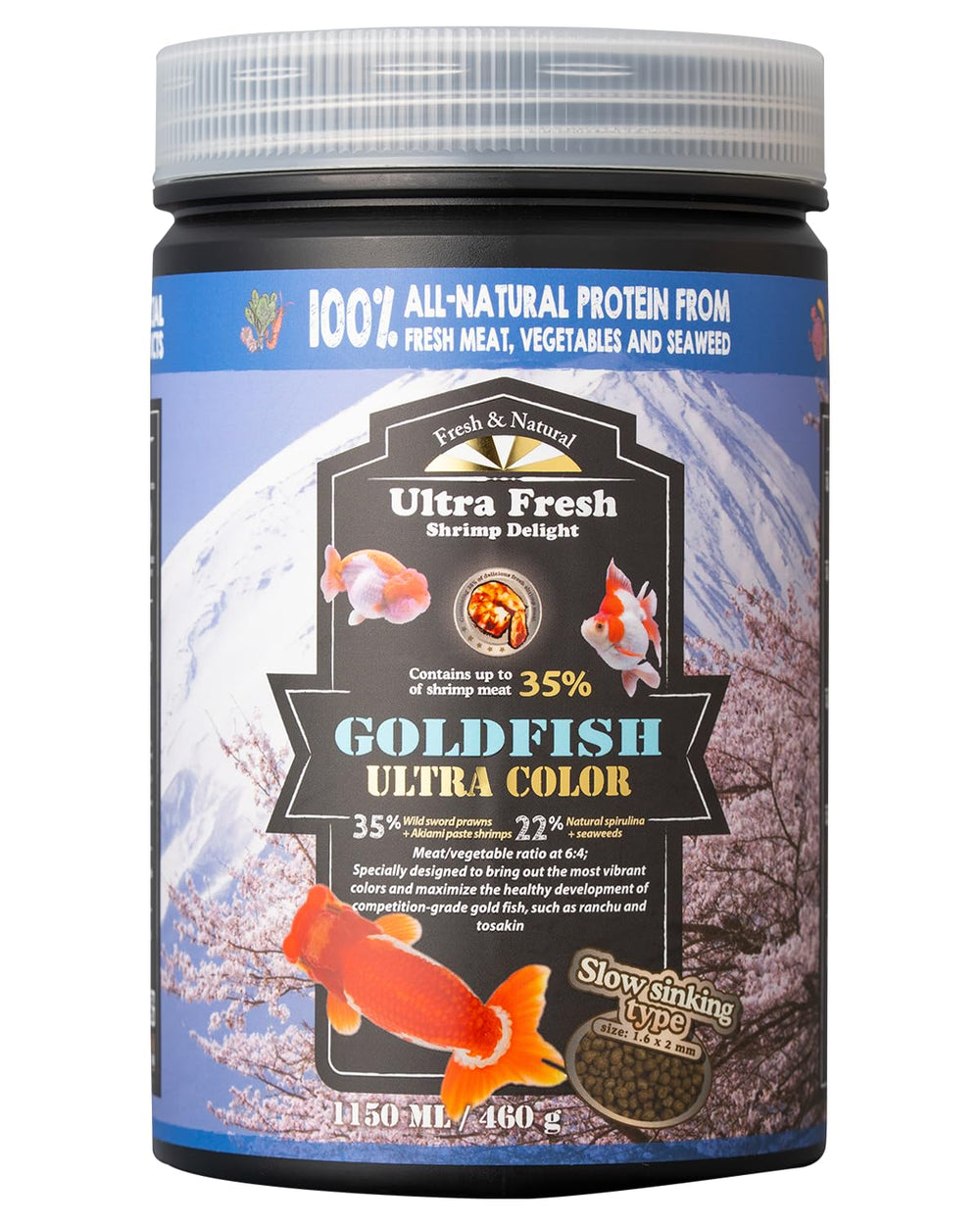 Ultra Fresh color-enhancing goldfish food boosts vibrant colors in aquarium