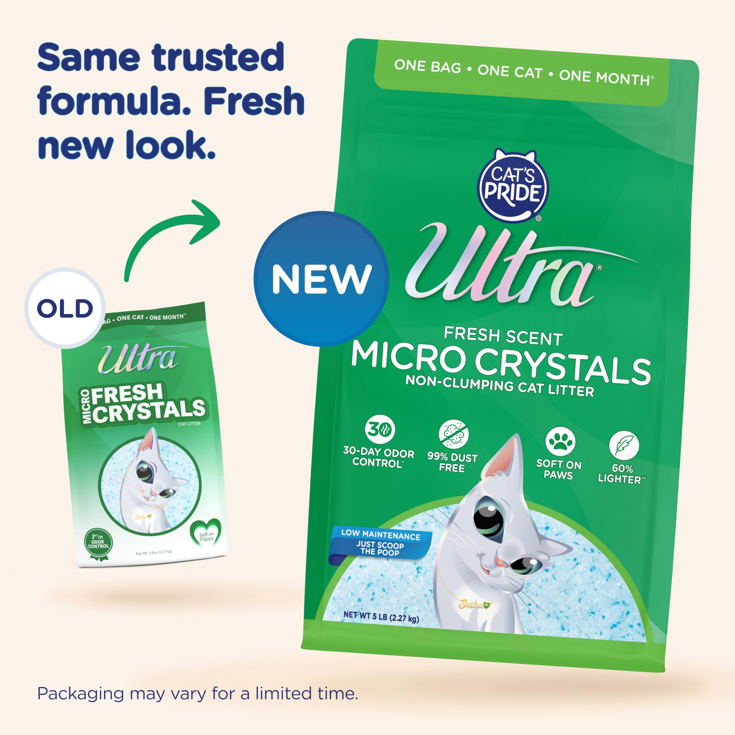 ULTRA Ultra Fresh dust-free crystals closeup highlights minimal mess.