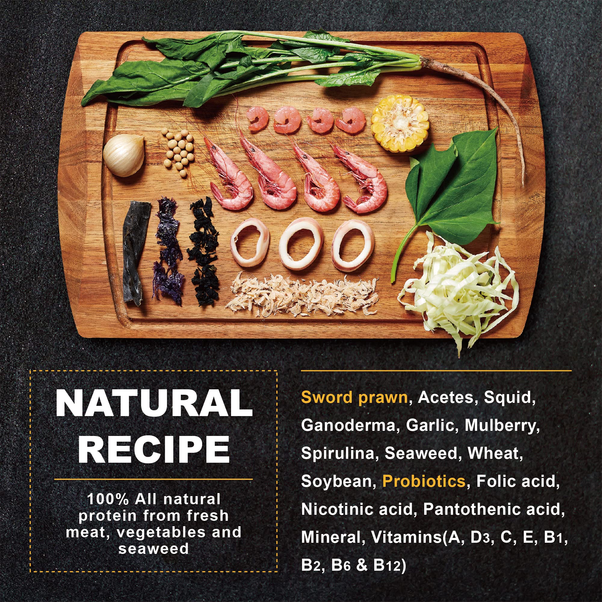 Ultra Fresh Marine Fish Food includes probiotics to support digestion and water quality.