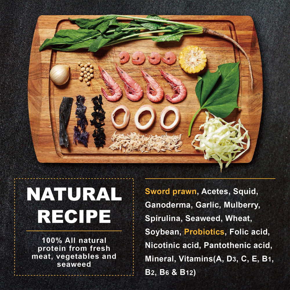 Ultra Fresh Marine Fish Food includes probiotics to support digestion and water quality.