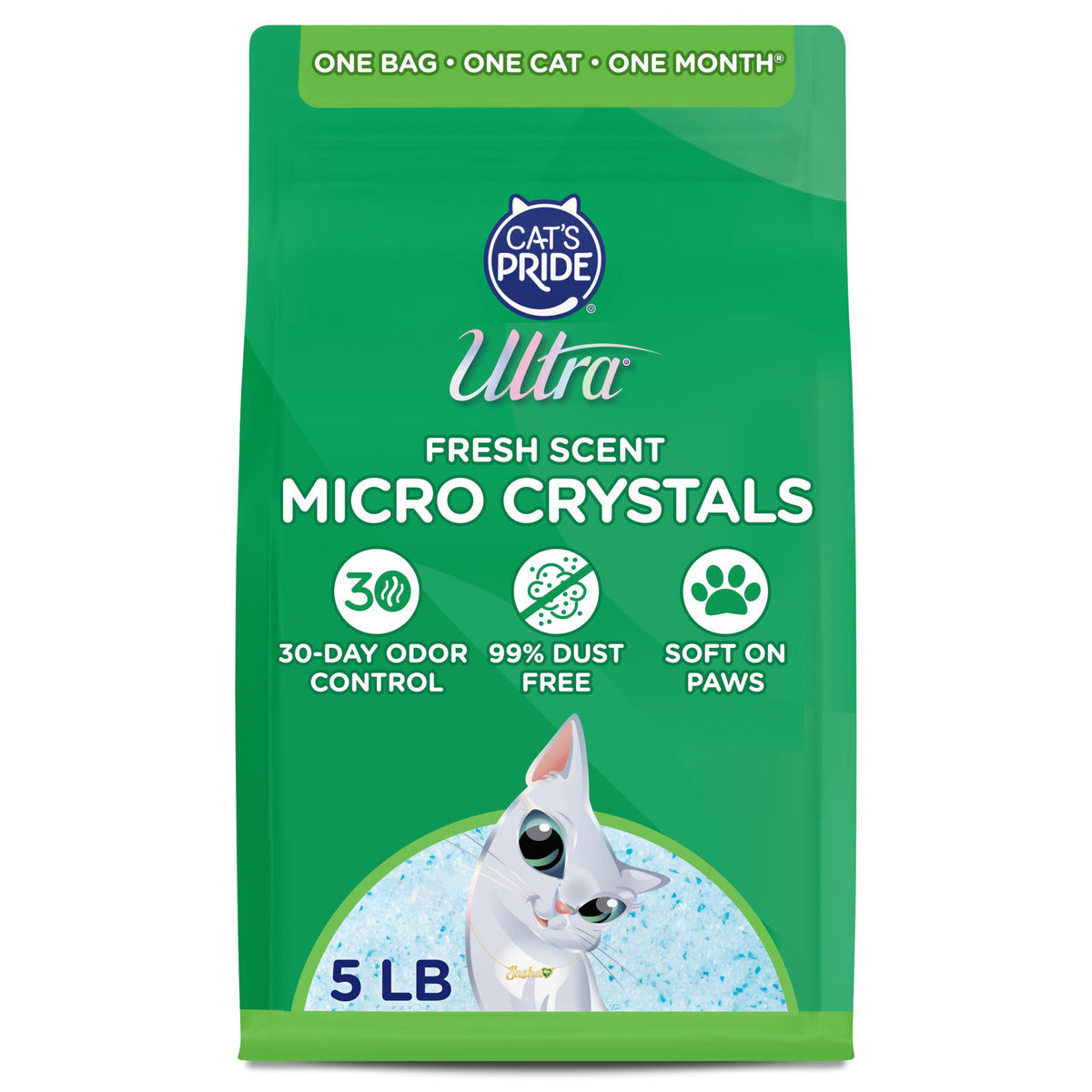 ULTRA Ultra Fresh scented micro crystals litter pack demonstrates strong odor control.