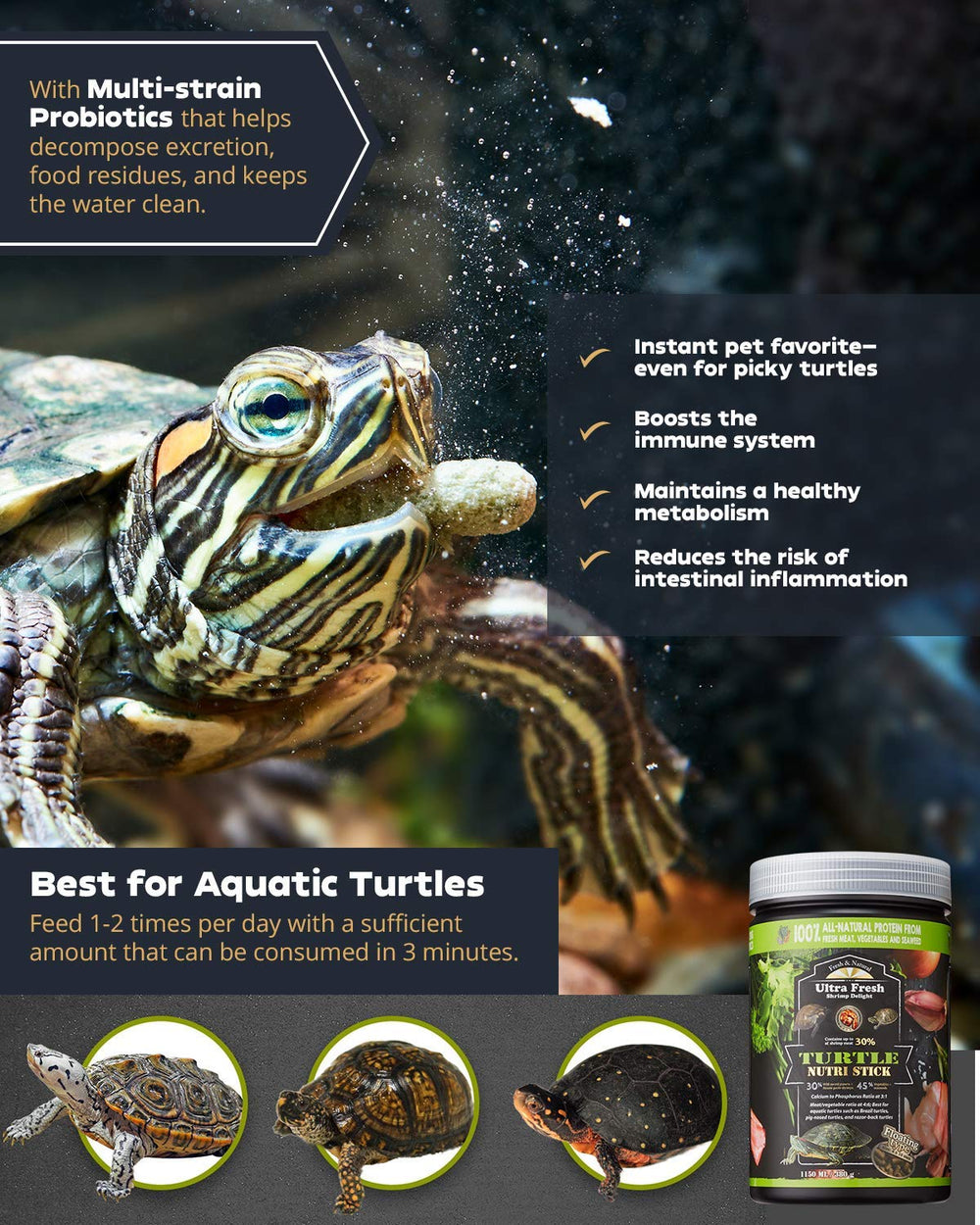 Packaging of Ultra Fresh Turtle Nutri Stick showing portion size and convenience.