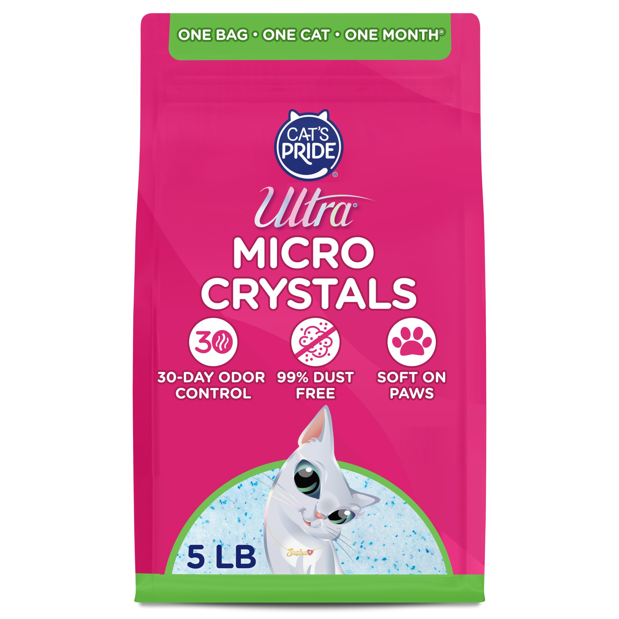 ULTRA Micro Crystals unscented 5lb bag, front view for easy identification and odor control.