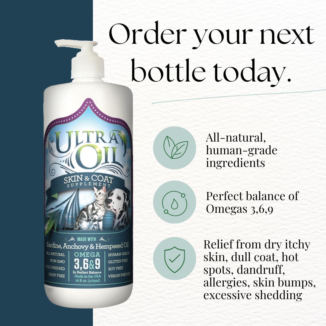 Dropper tip of Ultra Oil Skin & Coat for easy pet dosing