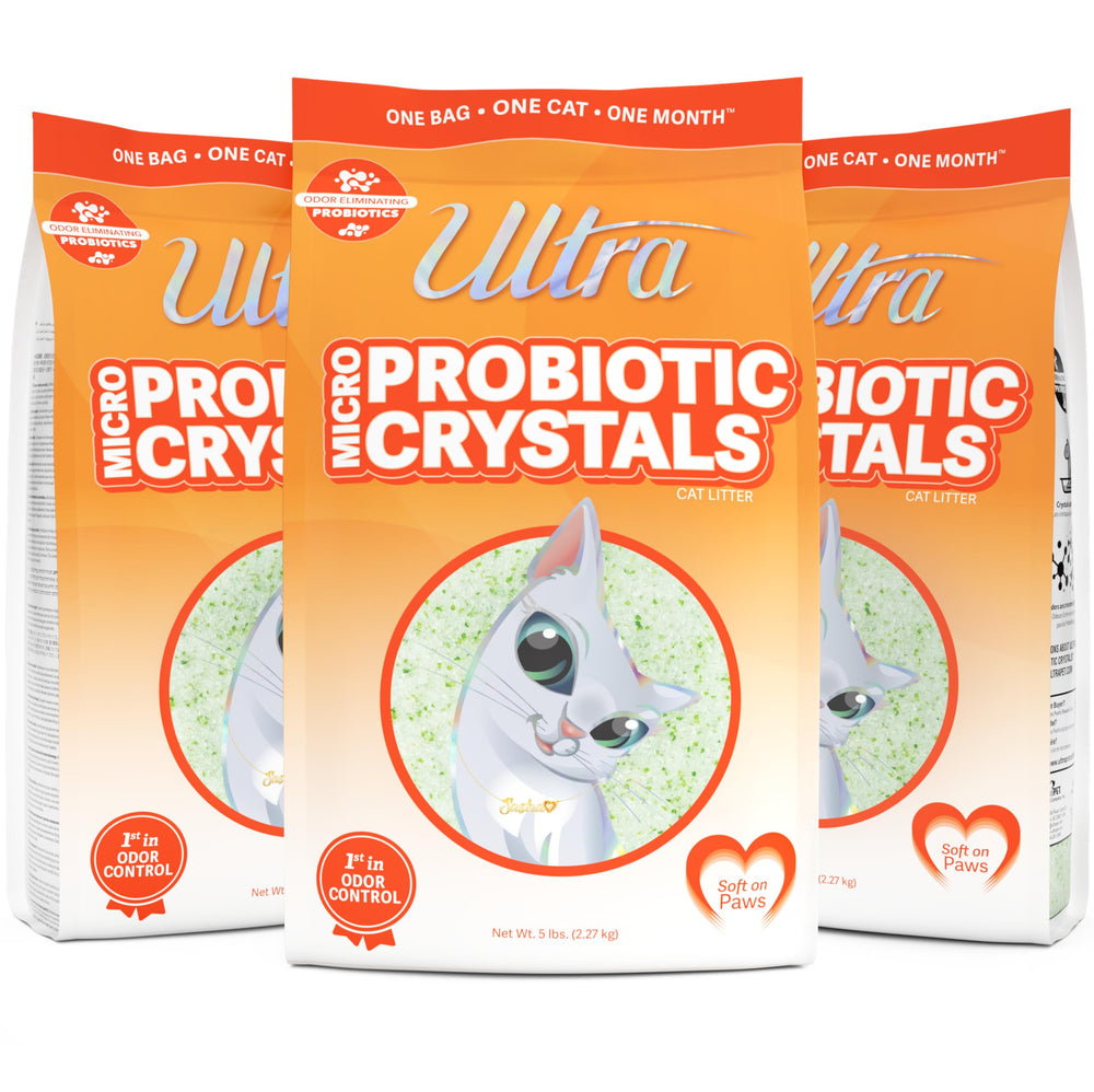 ULTRA Ultra Probiotic Micro Crystals cat litter pack, 15 lb total, ideal for home use.