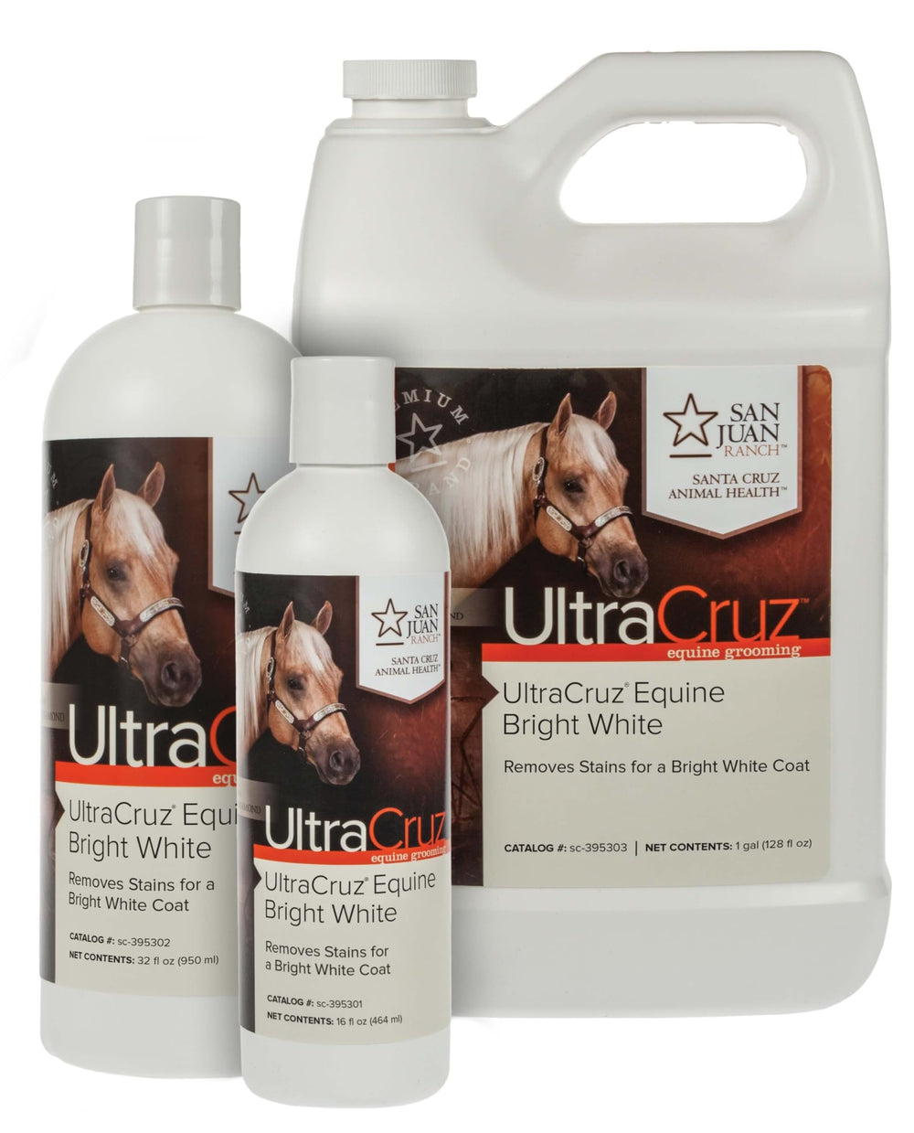 UltraCruz Equine Bright White Shampoo applied to mane for whitening