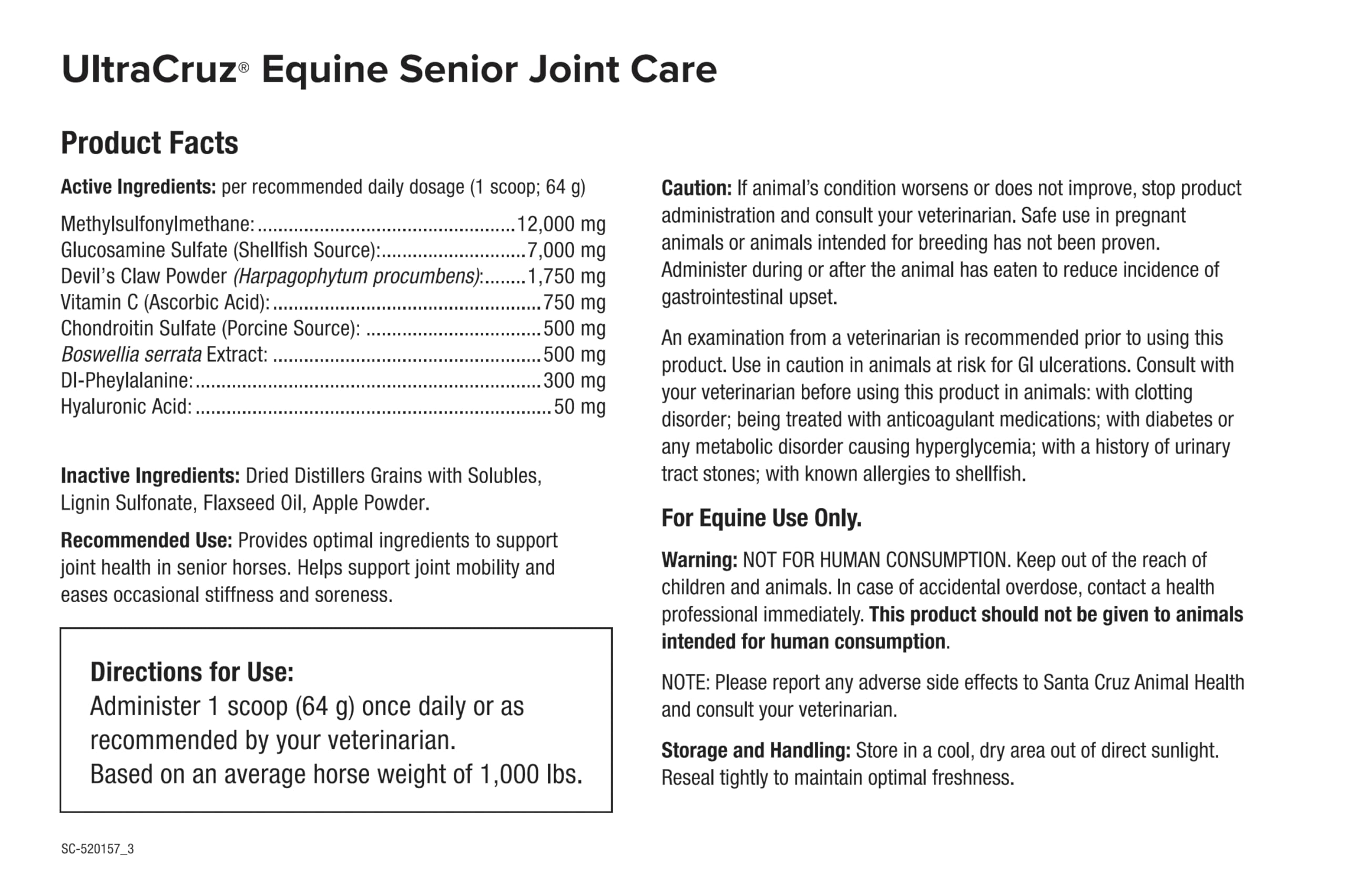UltraCruz Equine Senior Joint Care pellets in bowl for everyday feeding