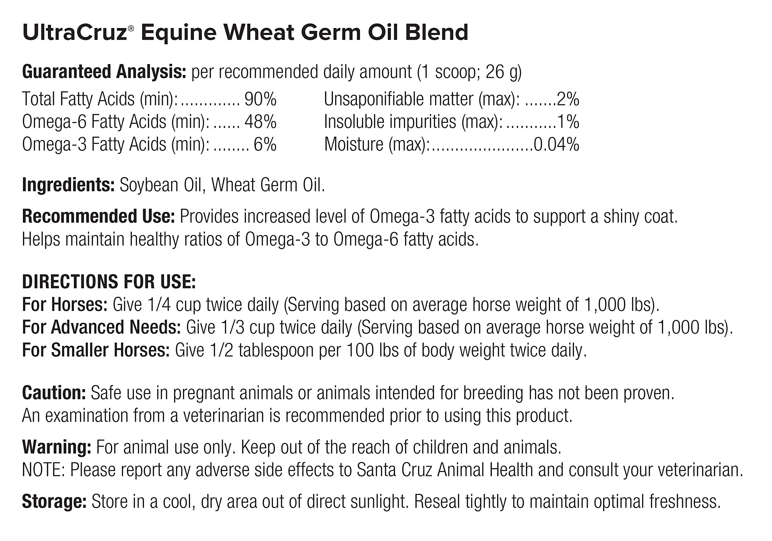UltraCruz Wheat Germ Oil Blend liquid supplement for daily feeding