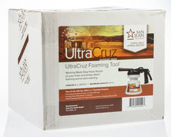 Equine shampoo dispensed evenly with UltraCruz Foaming Tool for efficient grooming.