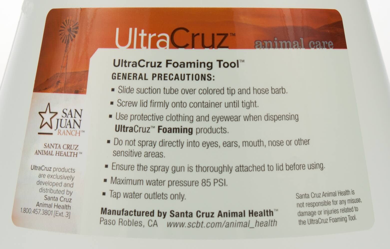 Made in USA label on UltraCruz grooming products signals quality during care.