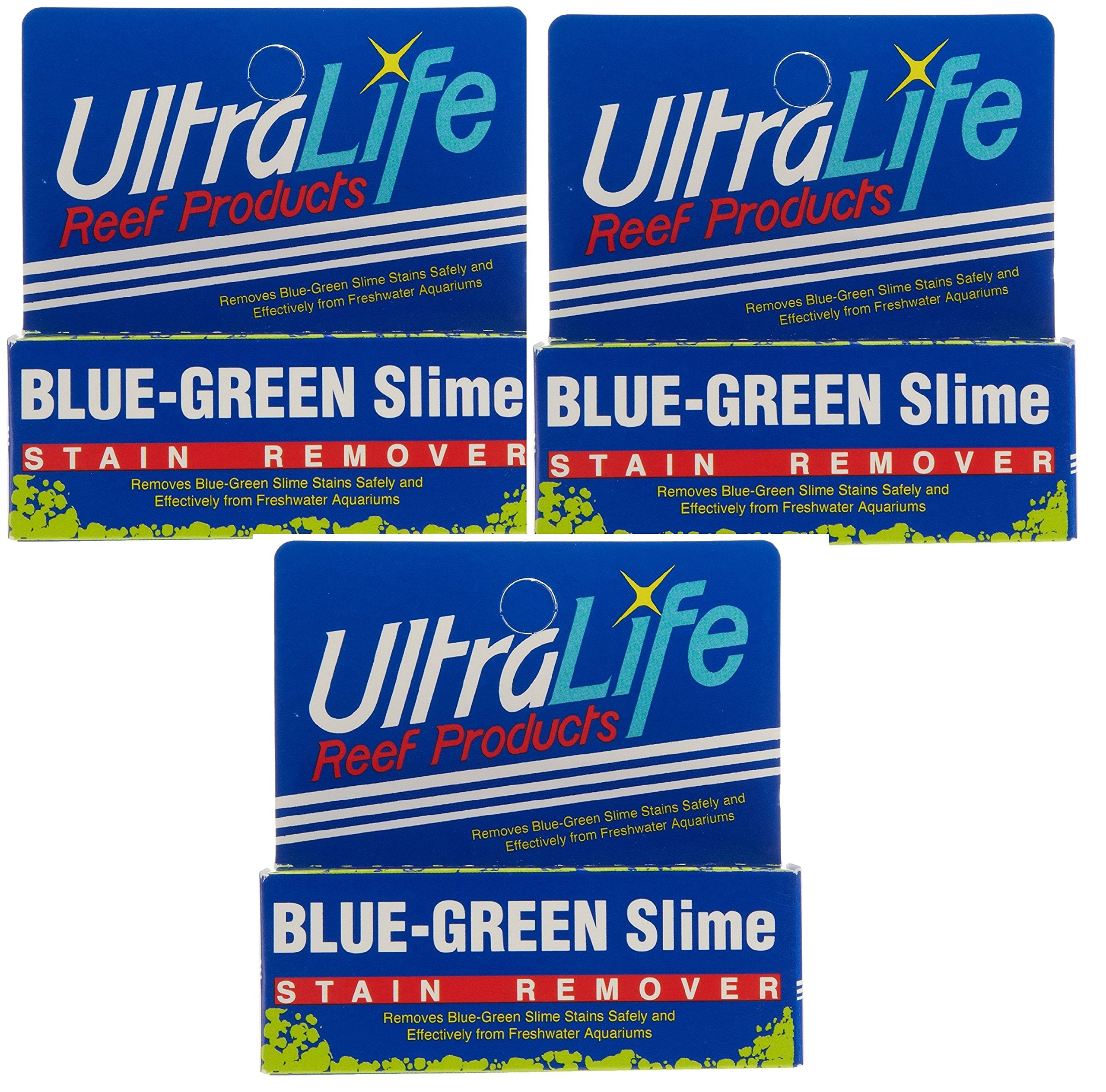 UltraLife Blue Green Slime Stain Remover bottle front, targets slime safely.