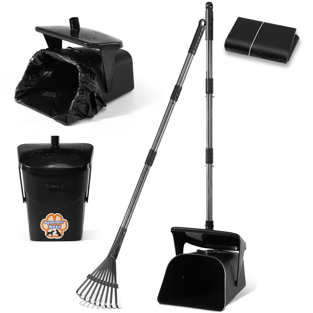 Ulugt dog pooper scooper with 40-inch handle for easy pickup on walks
