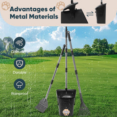 Ulugt manganese steel pooper scooper with rake and spade for versatile waste collection