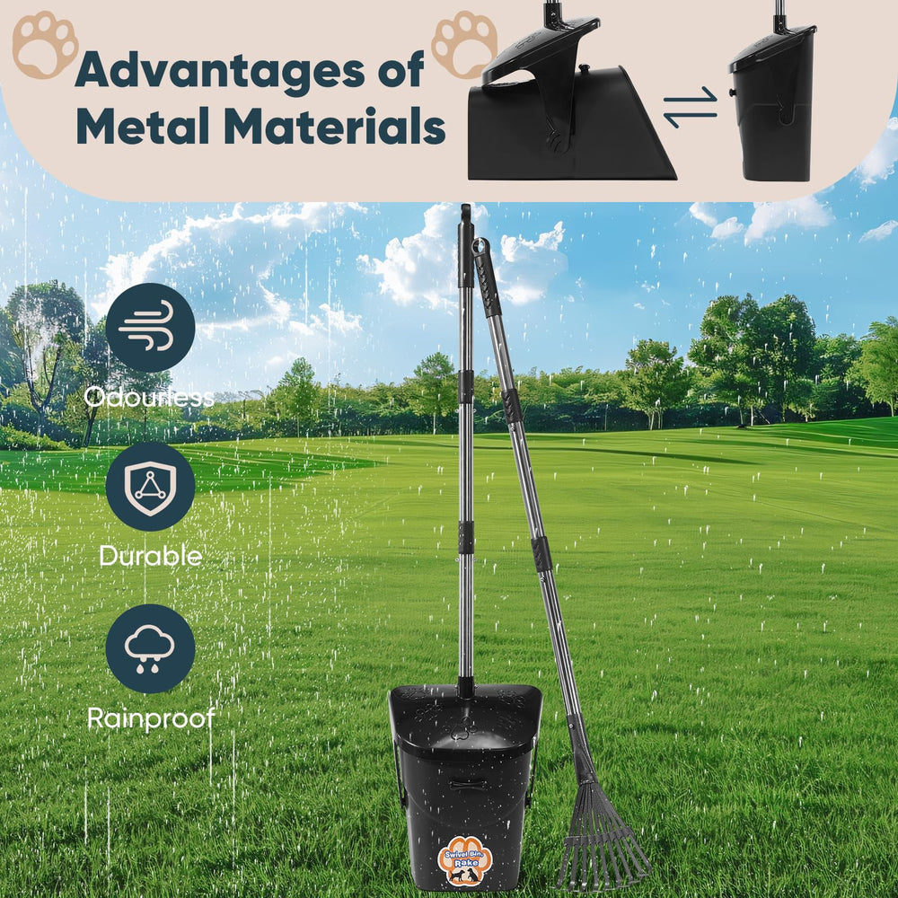 Ulugt swivel bin and rake showing odor-sealed design for cleaner yards