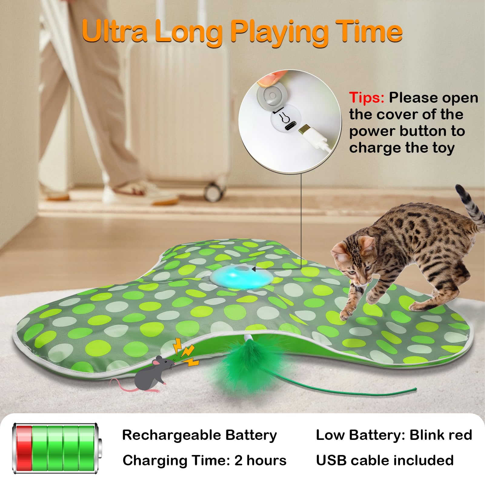 Umosis cat toy with three light modes guides interactive sessions.