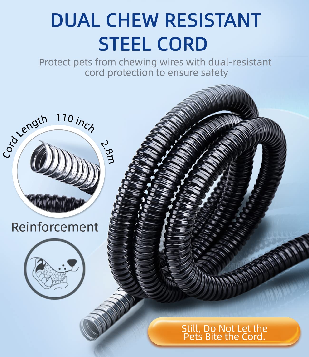 UNCN cord features spiral chew-resistant protection
