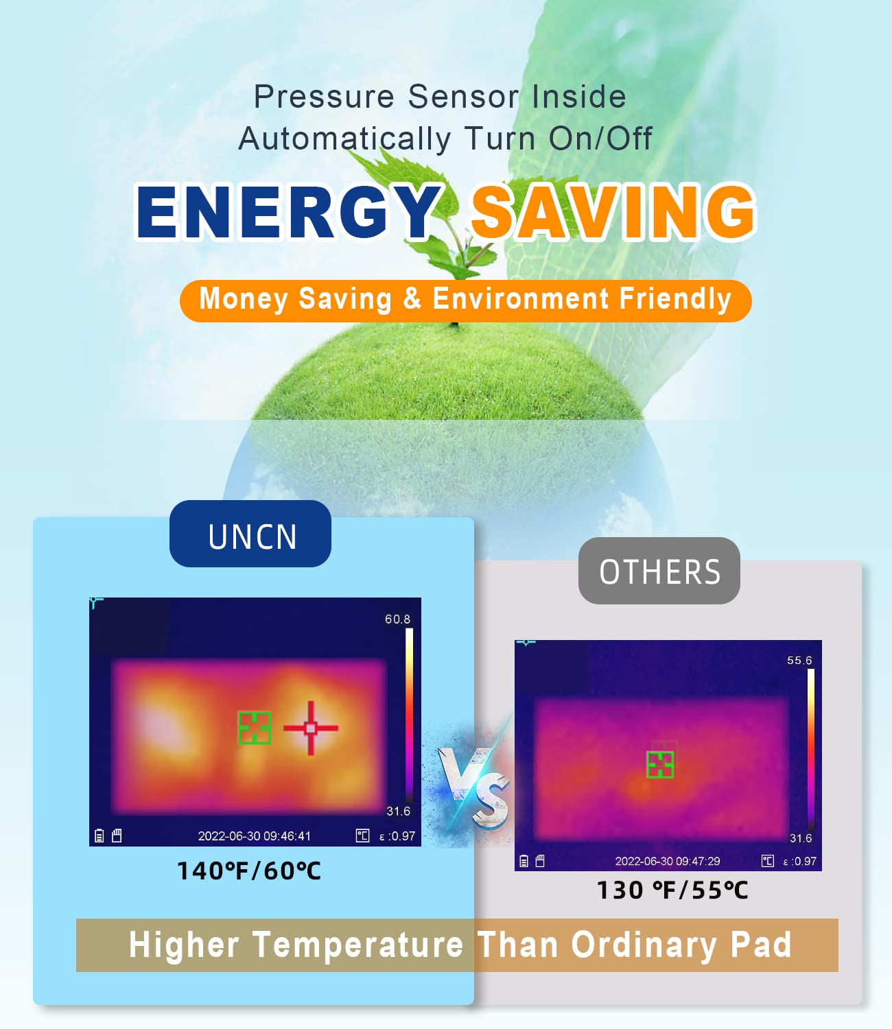 UNCN heating pad temperature control for adjustable warmth