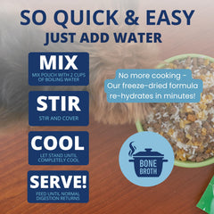 Freeze-dried chicken pieces in bowl; Under the Weather product supports hydration