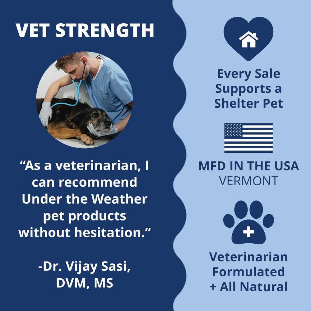 Under The Weather Disc & Spine Chews manufactured in the USA.