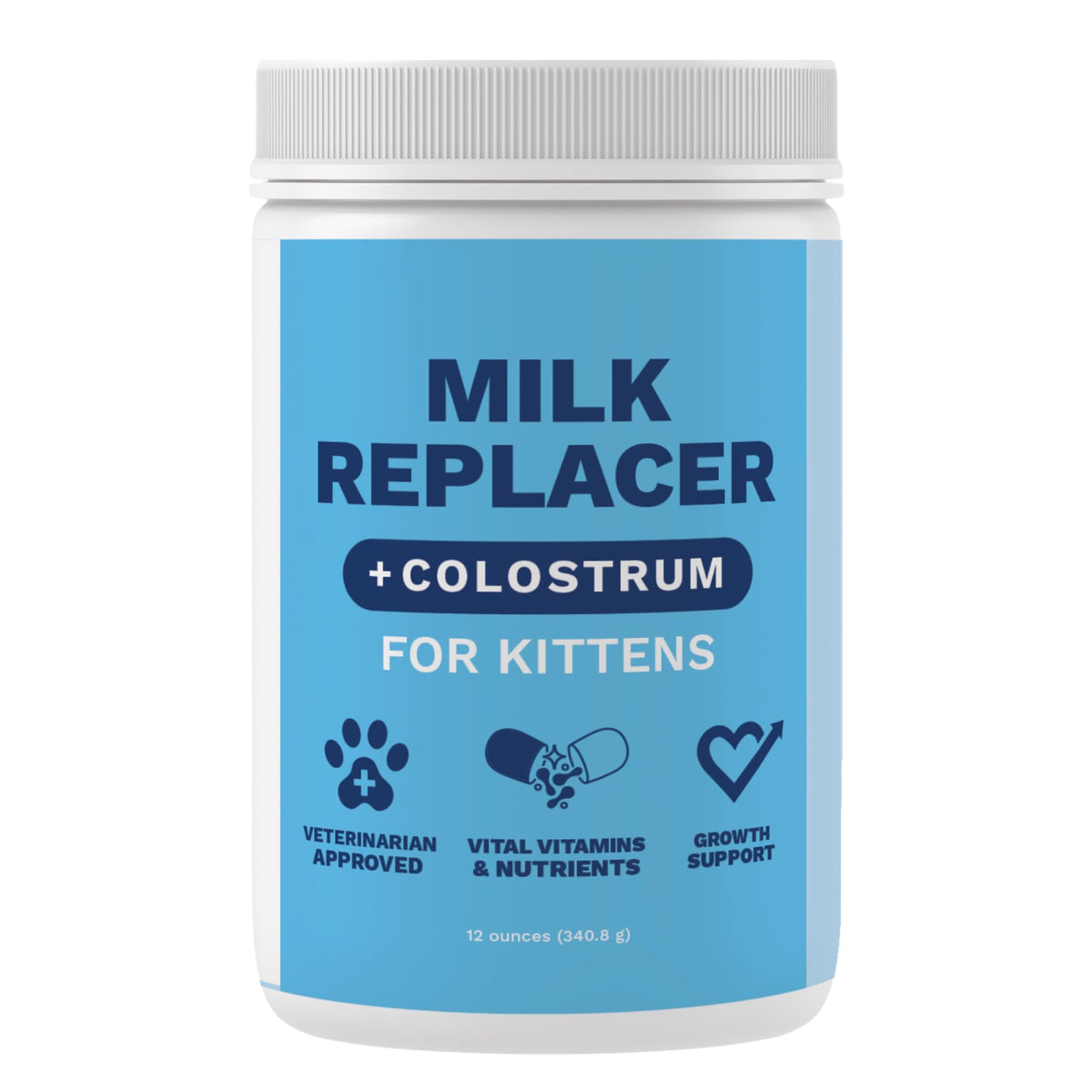 Under the Weather kitten milk replacer powder tin provides complete nutrition for growing kittens.