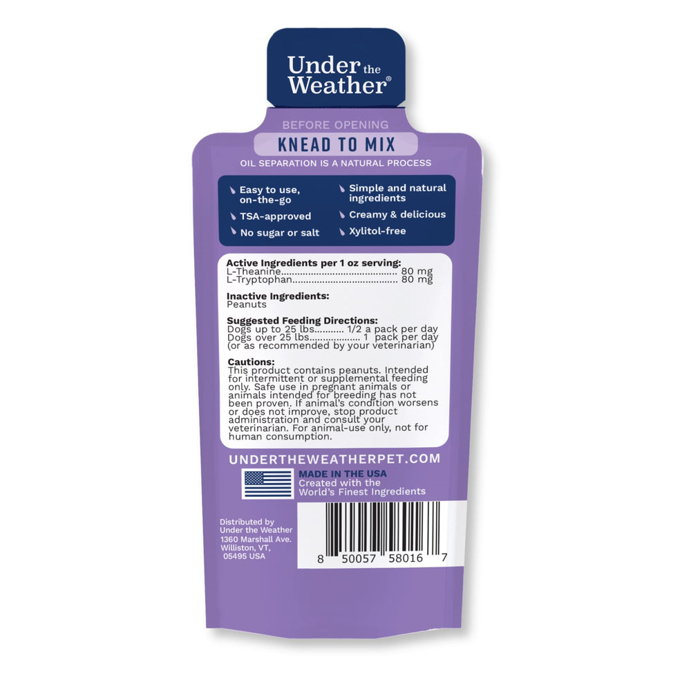 Ingredients label for Under the Weather PB & CHILL shows all-natural peanut butter