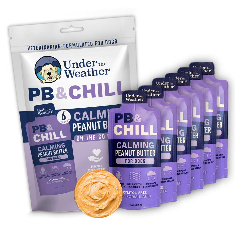 Under the Weather PB & CHILL six-pack dog treats for calming moments