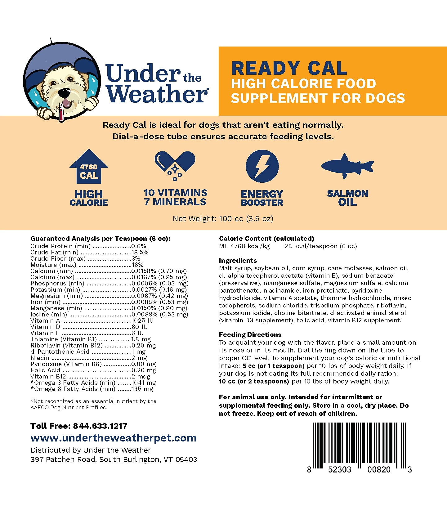 Under the Weather Ready Cal dial-a-dose enables accurate portions for daily nutrition.