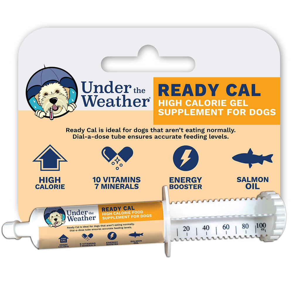 Under the Weather Ready Cal for Dogs 100cc tube for easy, precise dosing and weight gain.