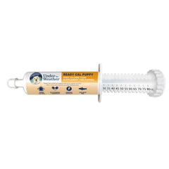 Under the Weather Ready Cal puppy 80cc dial-a-dose tube for precise daily dosage.