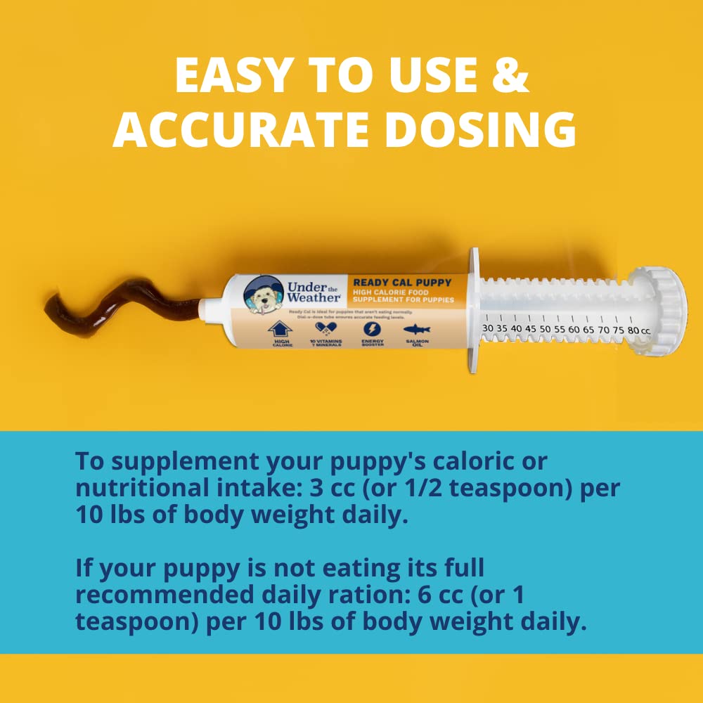 Under the Weather Ready Cal puppy 80cc USA-manufactured packaging highlights quality ingredients.