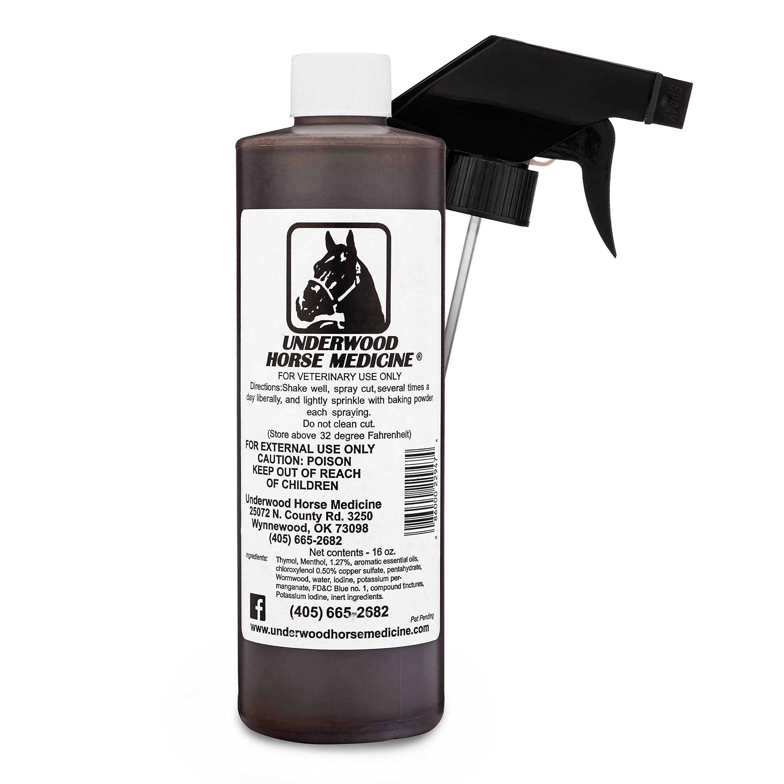 Underwood Horse Medicine wound spray 16oz refill, easy spray for safe wound care