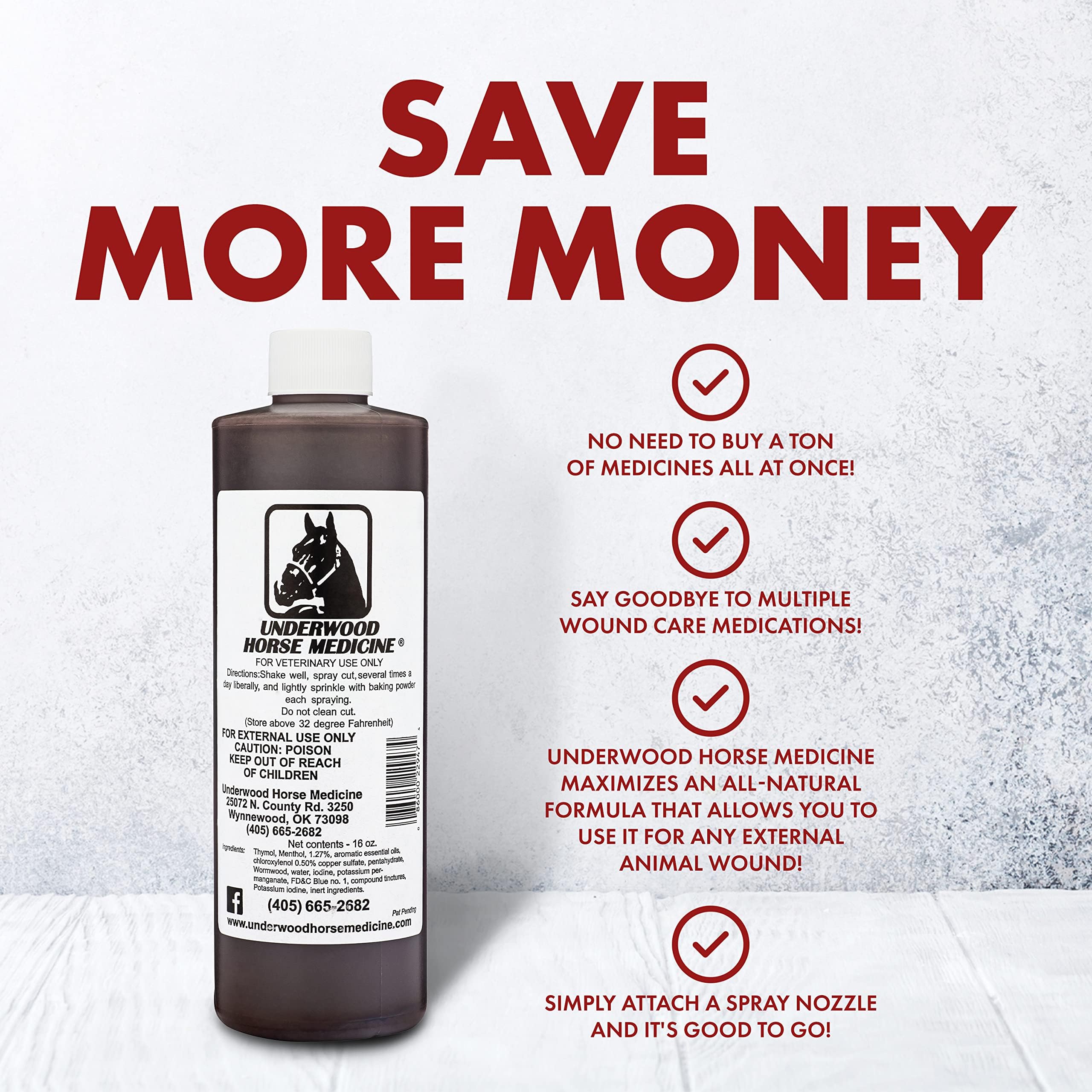 Underwood Horse Medicine wound spray for dog use in farm environments.