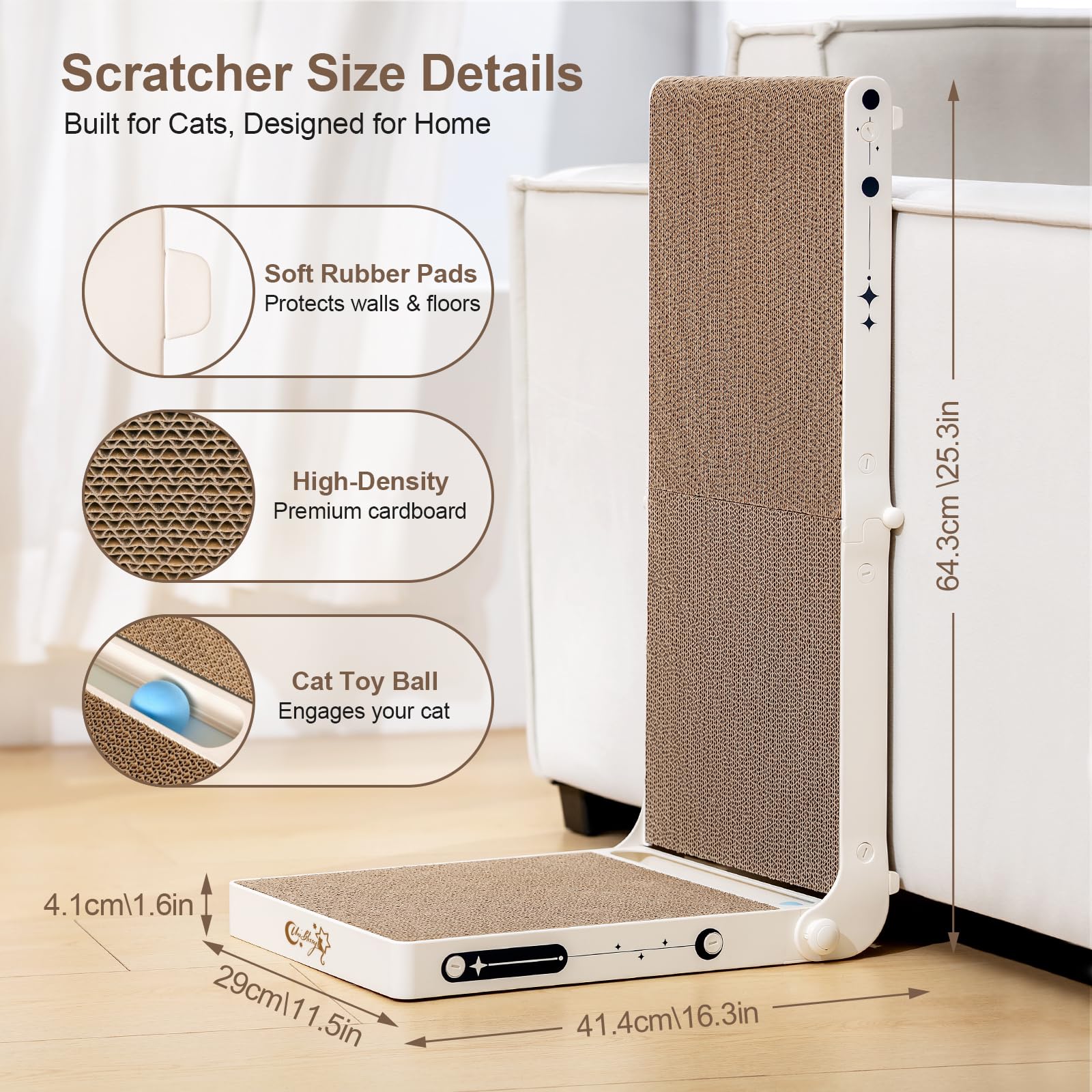 UniBlissy durable corrugated cardboard construction for daily scratching.