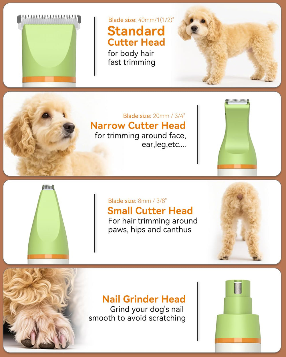 unibono dog grooming kit narrow cutter head enables targeted trimming