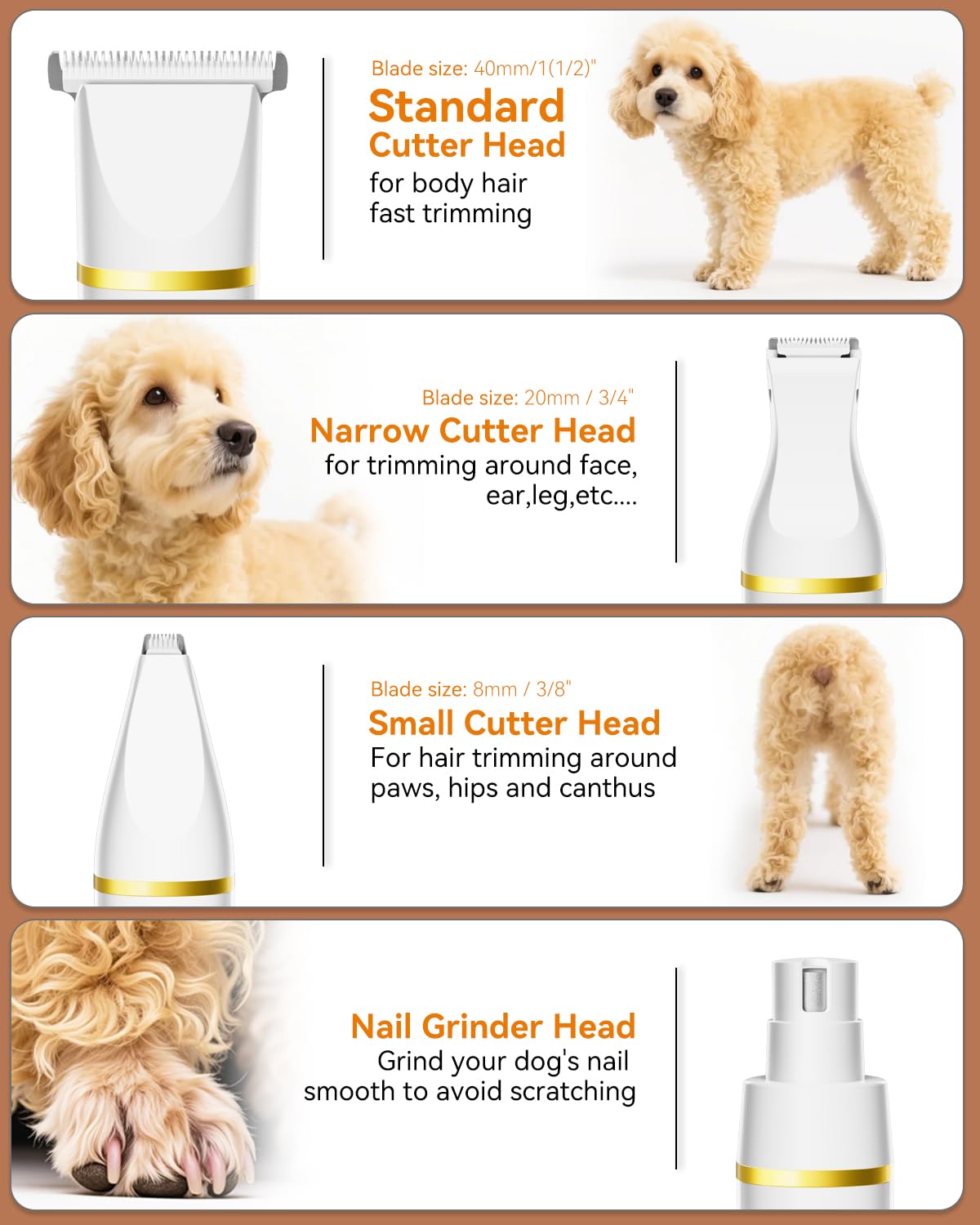Unibono paw trimmer close-up showing precise paw pad trimming