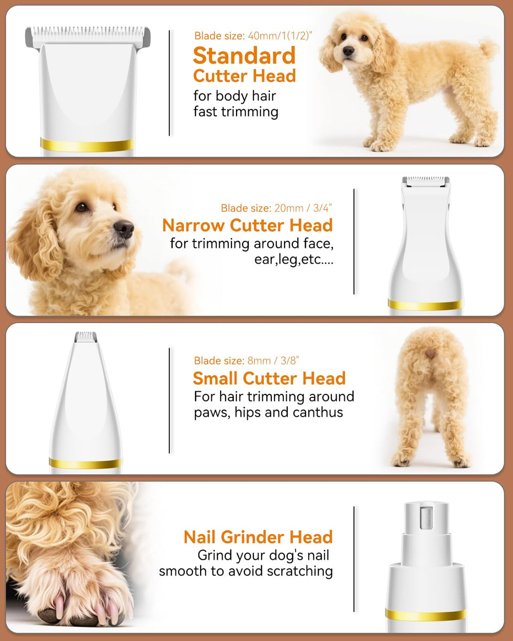 Unibono paw trimmer close-up showing precise paw pad trimming