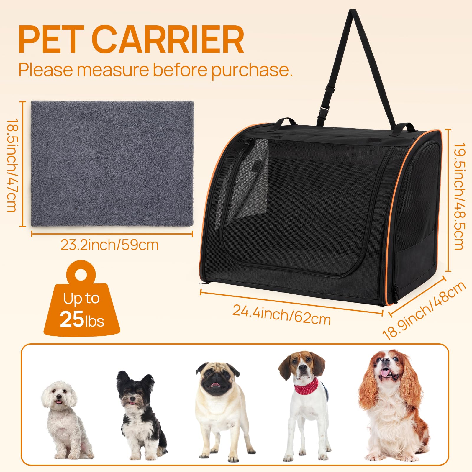 UNICITII dog car seat front doors for easy access to pet during trips