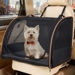 UNICITII dog car seat side view showing breathable mesh for airflow and visibility