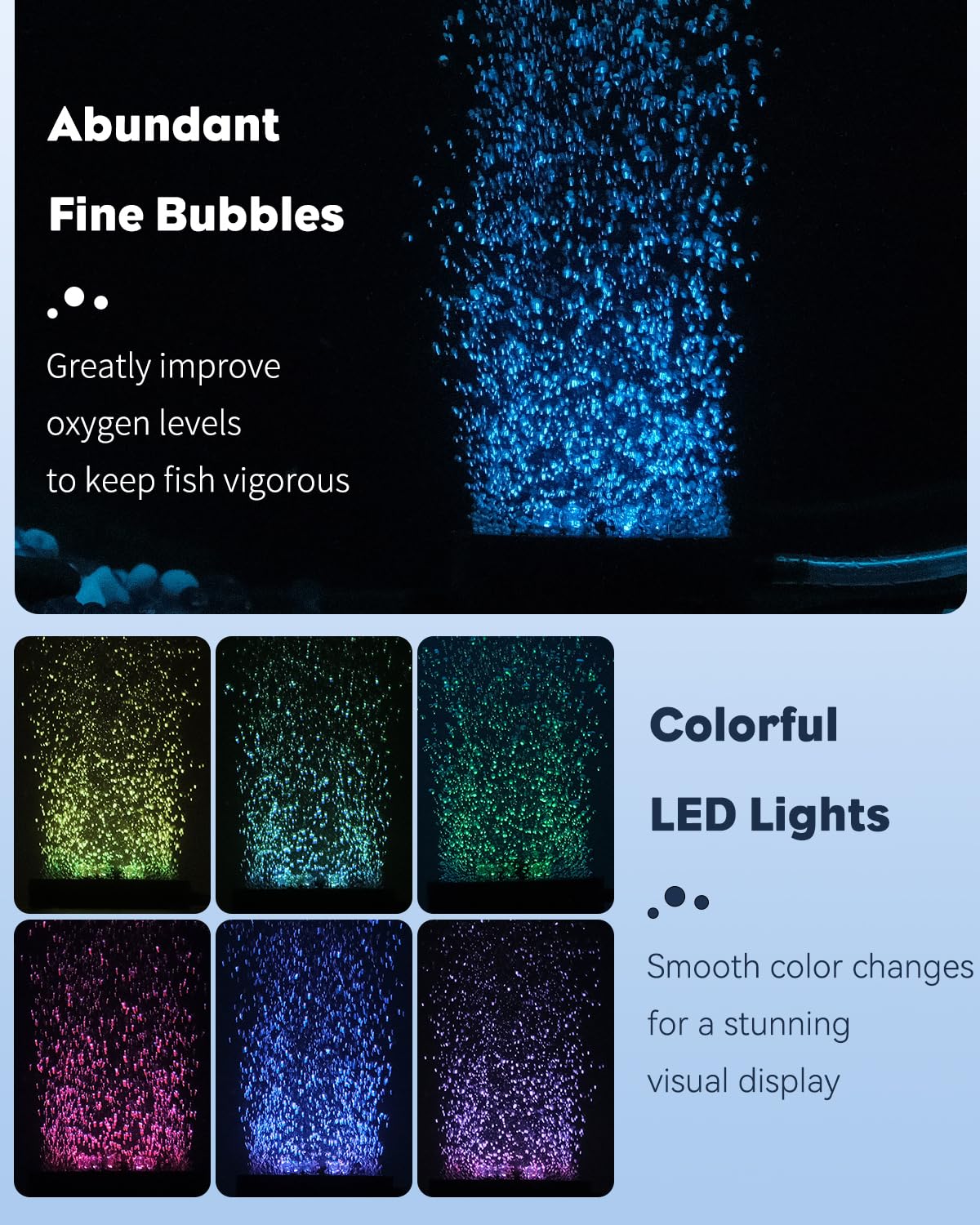 Uniclife air stone bubbles improve oxygenation and water movement