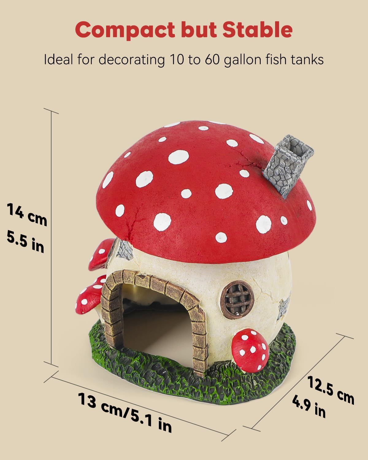 Uniclife Mushroom House window detail enhances tank scenery.