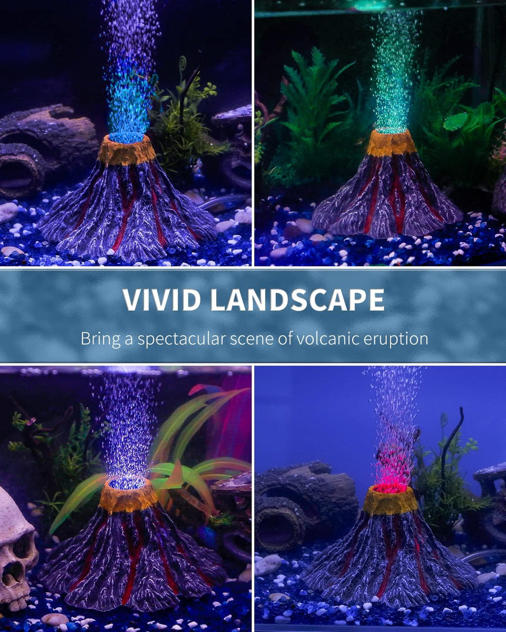 Uniclife resin volcano detail adds dramatic focal point to 10-60 gallon tanks.